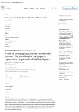 A Note on Changing Regulation in International Business: The World Intellectual Property Organization (WIPO) and Artificial Intelligence