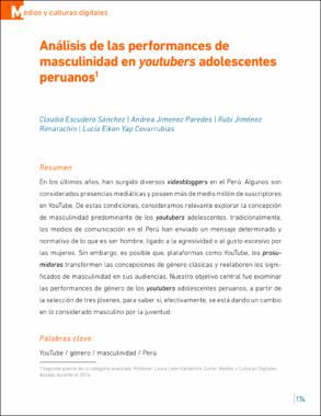 Análisis de las performances de masculinidad en youtubers adolescentes peruanos