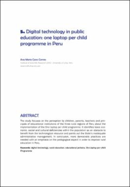 Digital technology in public education: One Laptop Per Child Programme in Peru