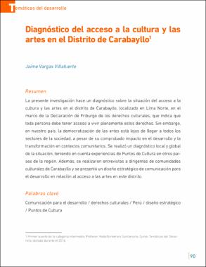 Diagnóstico del acceso a la cultura y las artes en el Distrito de Carabayllo Diagnóstico del acceso a la cultura y las artes en el Distrito de Carabayllo