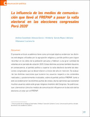 La influencia de los medios de comunicación que llevó al FREPAP a pasar la valla electoral en las elecciones congresales Perú 2020