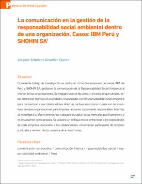 La comunicación en la gestión de la responsabilidad social ambiental dentro de una organización. Casos: IBM Perú y SHOHIN SA