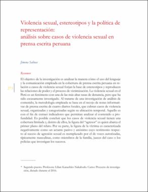 Violencia sexual, estereotipos y la política de representación: análisis sobre casos de violencia sexual en prensa escrita peruana